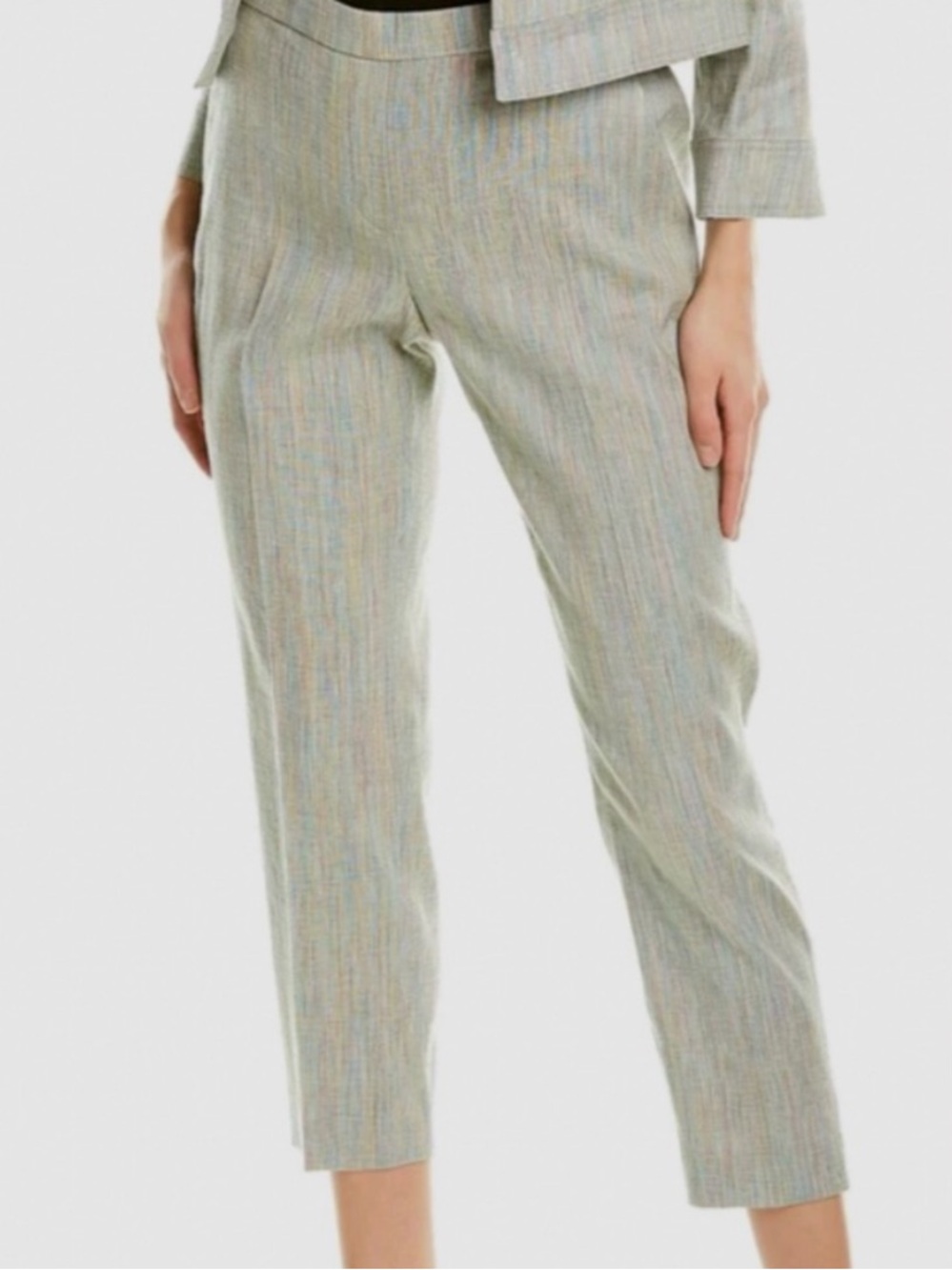 Theory Lightweight Striped Linen-Blend Pants - Neutral Multicolor